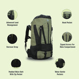 Greenlands CRIA 55L Rucksack Olive | Durable Trekking Bag with Multiple Compartments for Adventure Travel