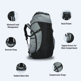 Greenlands CRIA 50L Rucksack Black | Durable Trekking Bag with Multiple Compartments for Adventure Travel