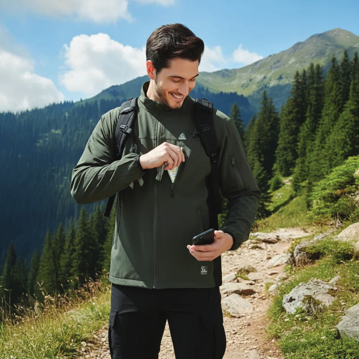NS Lycra DUO Windbreaker Hiking Jacket, Olive