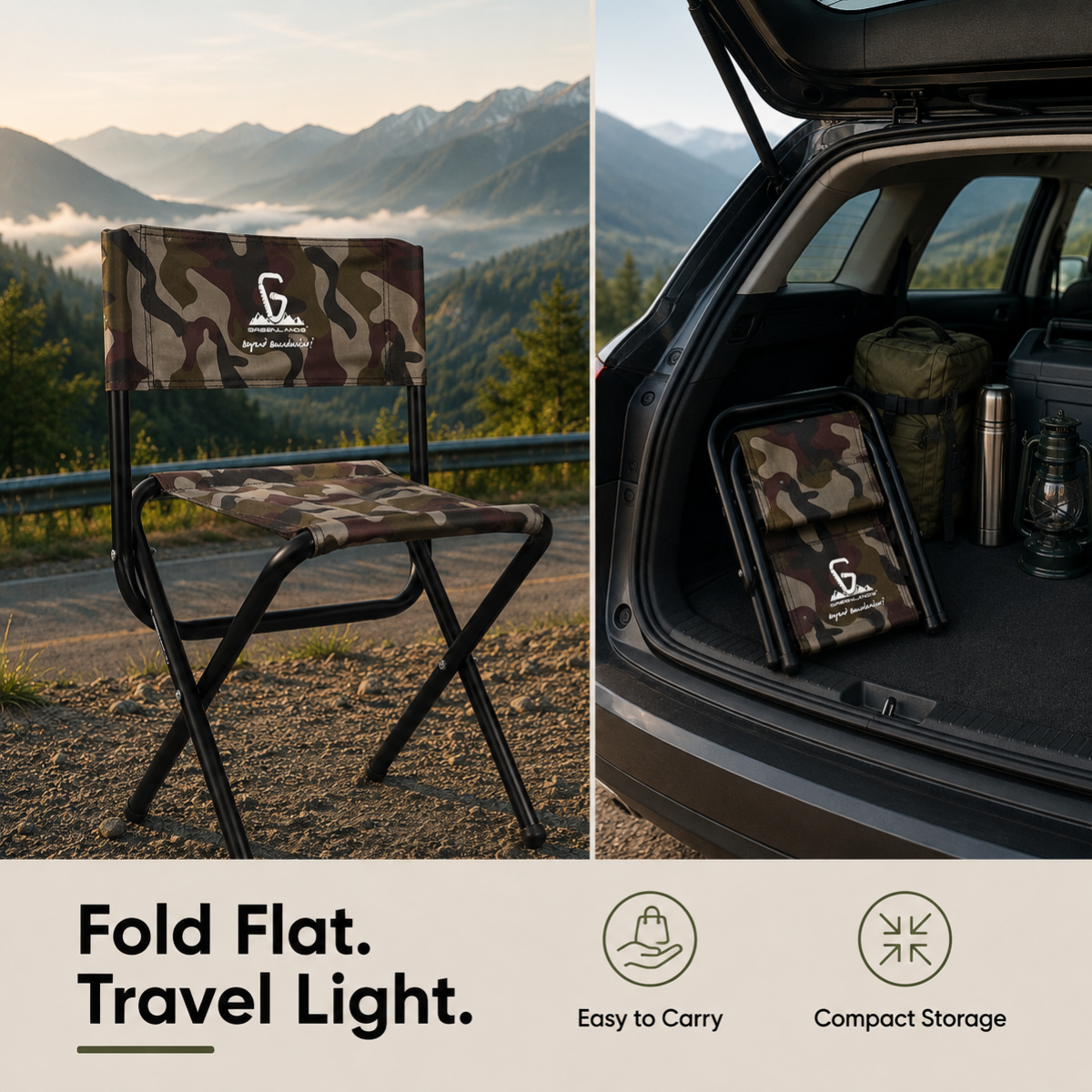 Foldable Camping Chair – Mild Steel, Camo