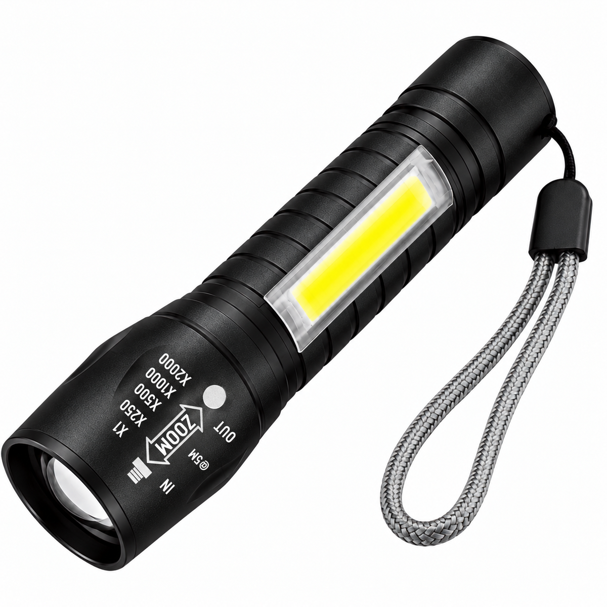 Greenlands Mini LED Rechargeable Pocket Torch – 200 Lumens, 3 Modes, Zoom Focus