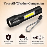 Greenlands Mini LED Rechargeable Pocket Torch – 200 Lumens, 3 Modes, Zoom Focus