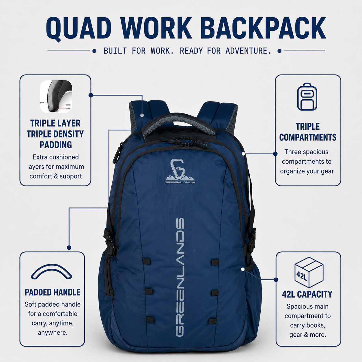 42L Quad Work Backpack| Navy