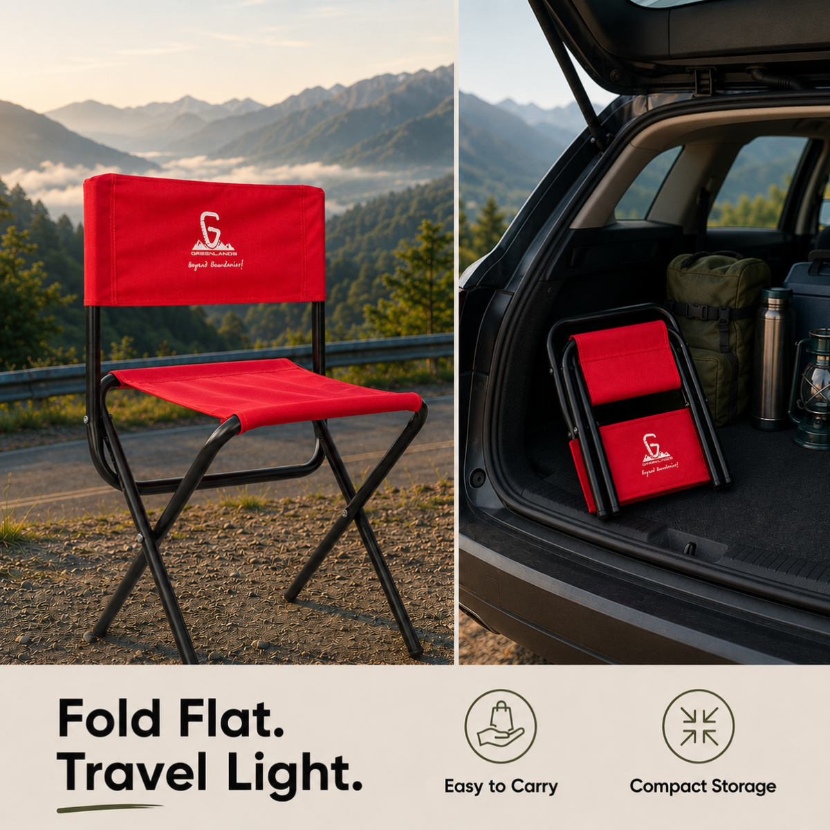 Foldable Camping Chair – Mild Steel, Red