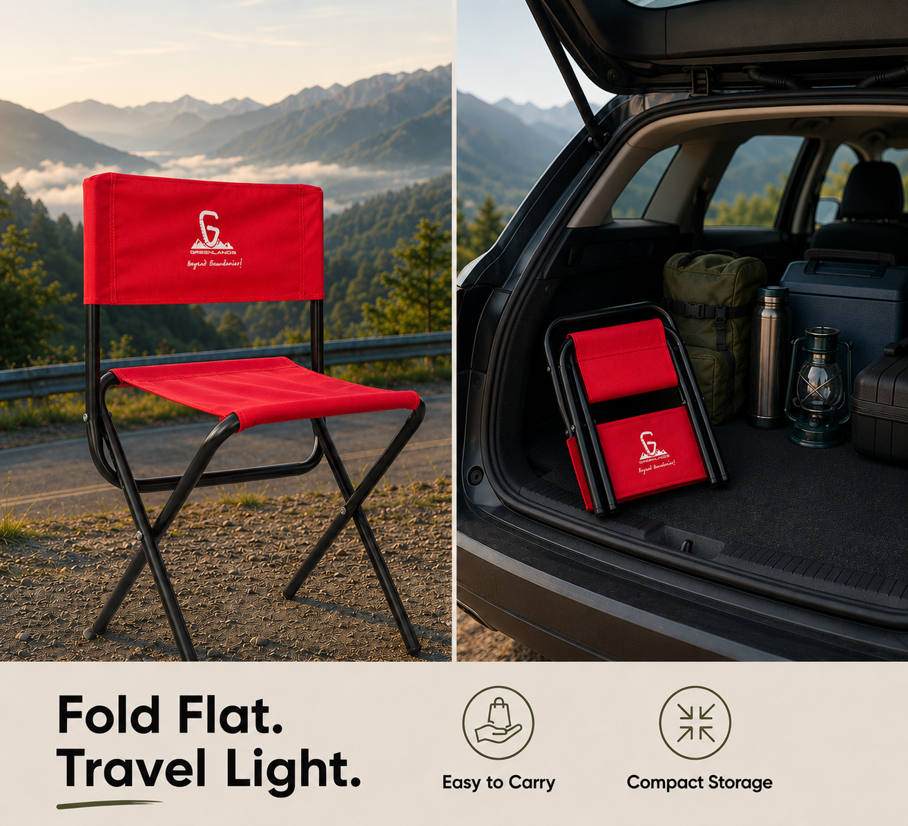 Foldable Camping Chair – Mild Steel, Red