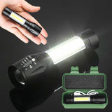 Greenlands Mini LED Rechargeable Pocket Torch – 200 Lumens, 3 Modes, Zoom Focus | Camping & Hiking Flashlight