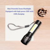 Greenlands Mini LED Rechargeable Pocket Torch – 200 Lumens, 3 Modes, Zoom Focus | Camping & Hiking Flashlight