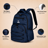 Greenlands 37L Ziggy Backpack with Attached Rain Cover – 2 Spacious Compartments, Ideal for Office, School, Travel, Trekking and Trips – Unisex, Navy