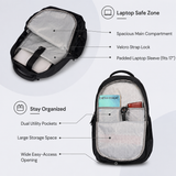 Greenlands 33L Zipster Laptop Backpack | 3 Large Compartments, Fits Up to 17" Laptop | Perfect for Office, School, Travel & Hiking | Unisex (Black)